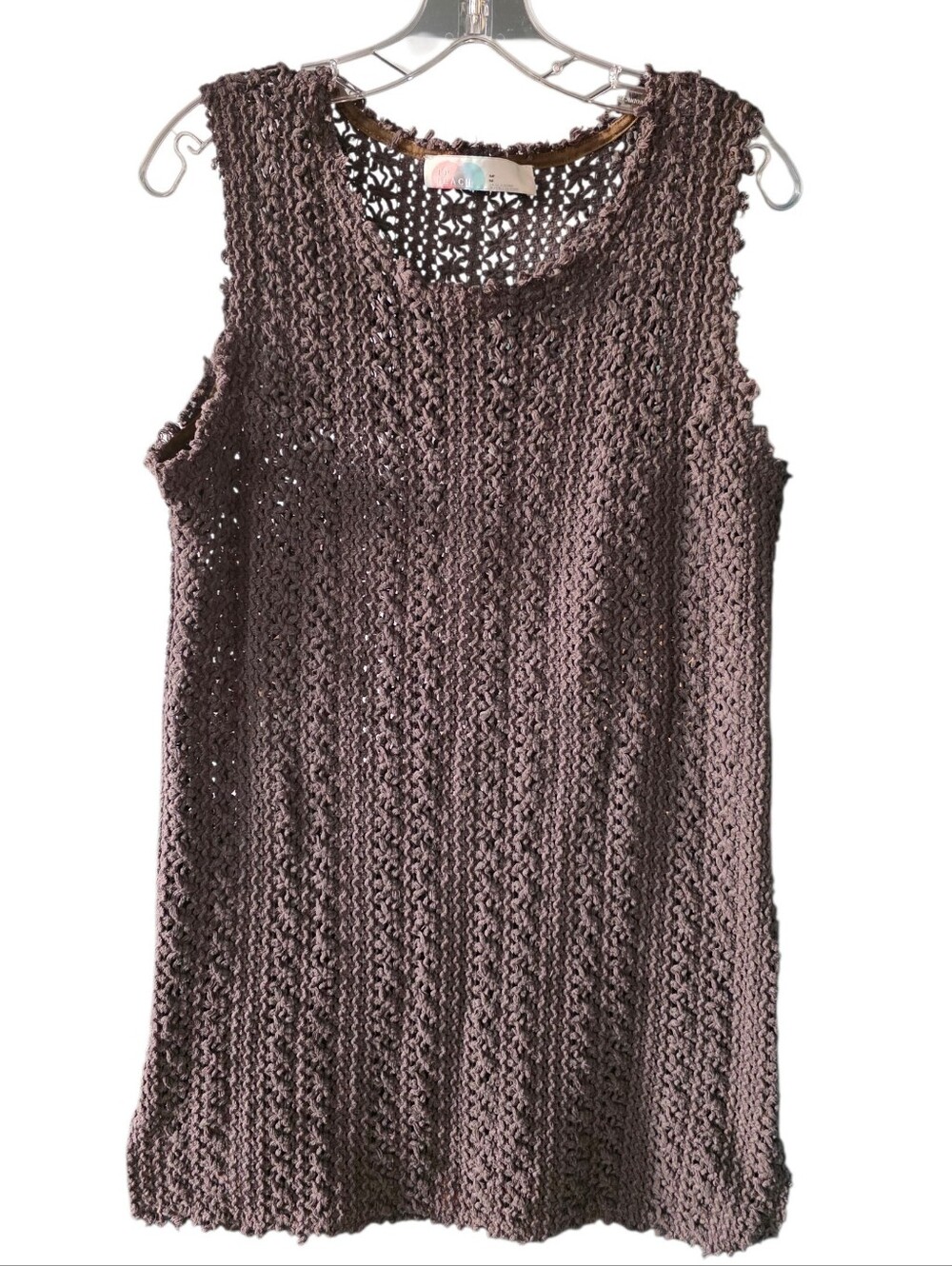 FP Beach Brown Crochet Open-Knit Sleeveless Tank Top  Size Medium